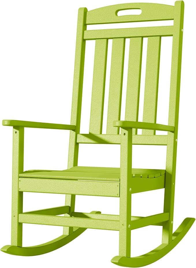 Outdoor Rocking Chair, All-Weather Resistant Poly Lumber Rocker Chair Outdoor by Adiromoti