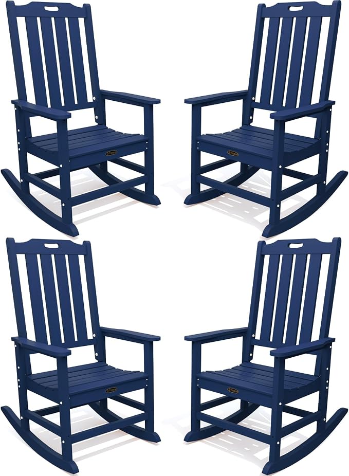 THOEOE Outdoor Rocking Chairs Set of 4, Oversized Patio Rocking Chair | HDPE by THOEOE