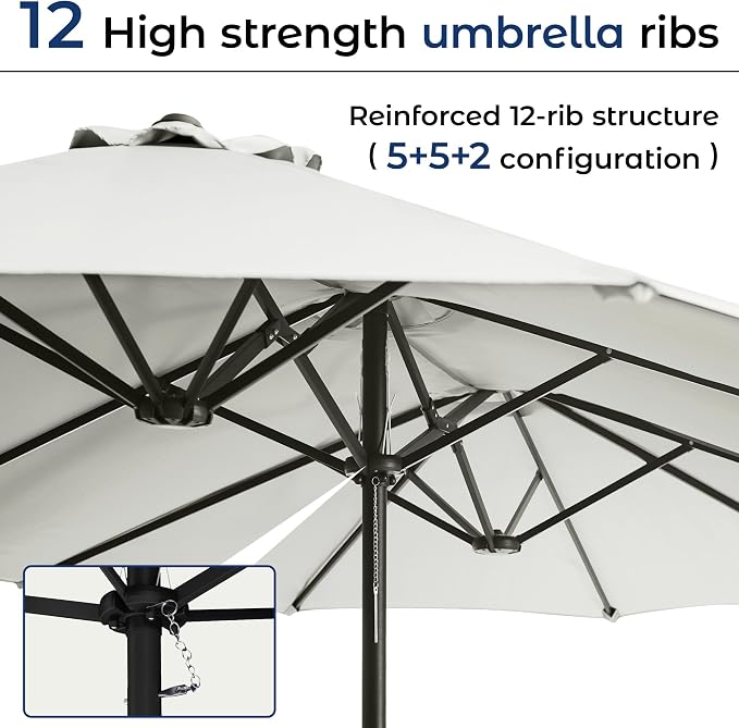 DomeShade Large 15FT Double Sided Patio Umbrella - Image 7