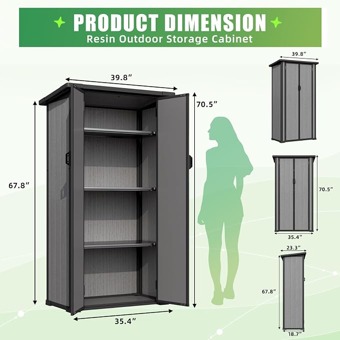 U-MAX Resin Outdoor Storage Cabinet, Waterproof, Reinforced Floor - Image 7