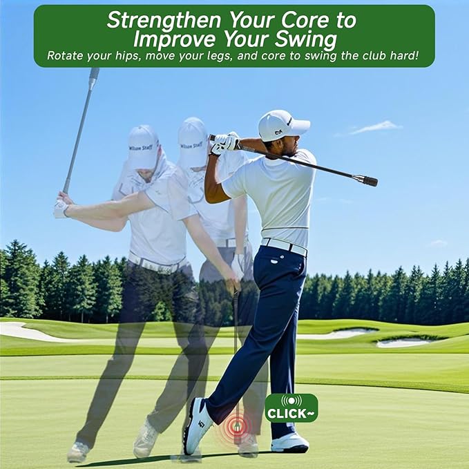 Rocalt Golf Swing Trainer for Right-Handed Players | Click Stick Tempo & Speed Training Aid with Click Sound, Improves Flexibility, Balance & Swing Rhythm