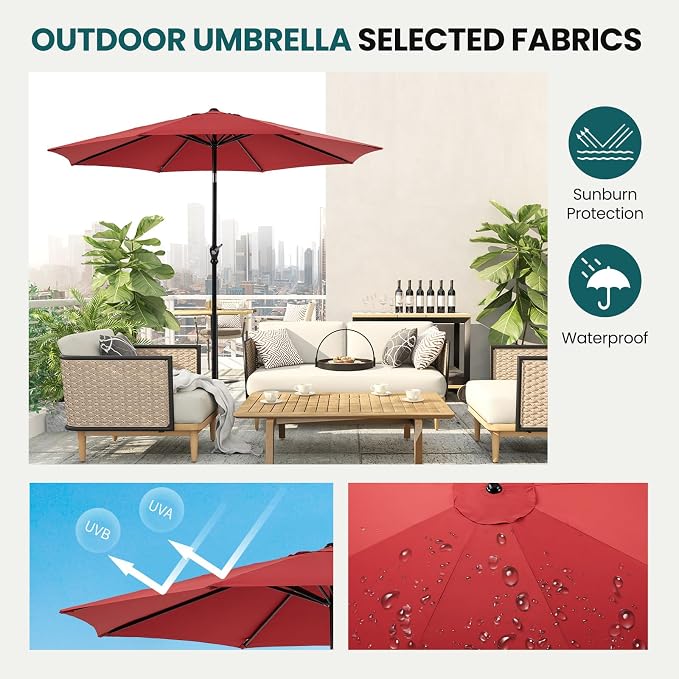 OLIXIS 9ft Patio Table Umbrella, Outdoor Patio Umbrella - Image 2