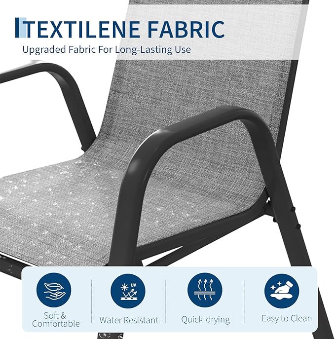 Garvee Patio Chairs Set of 4, Stackable Chairs - Image 5