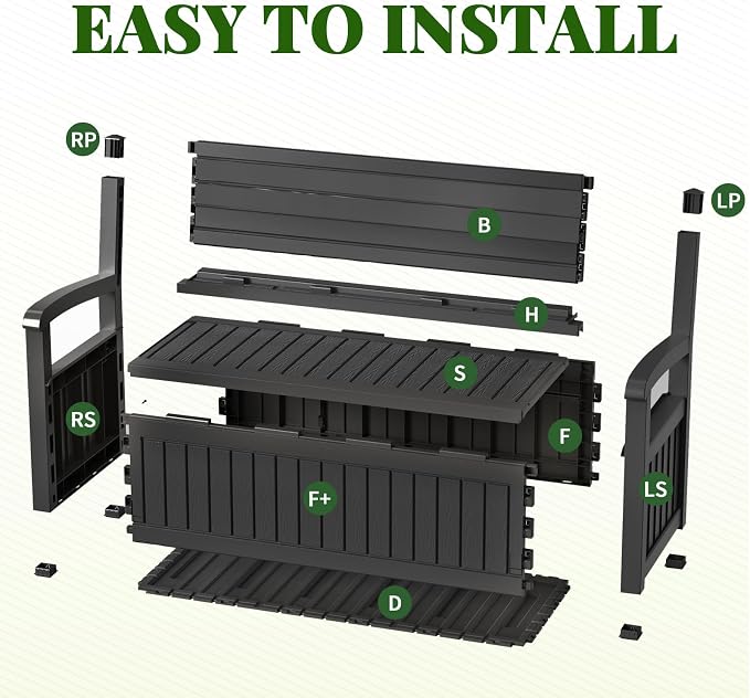 120 Gallon Outdoor Storage Bench, Lockable Patio Storage Bench, - Image 3