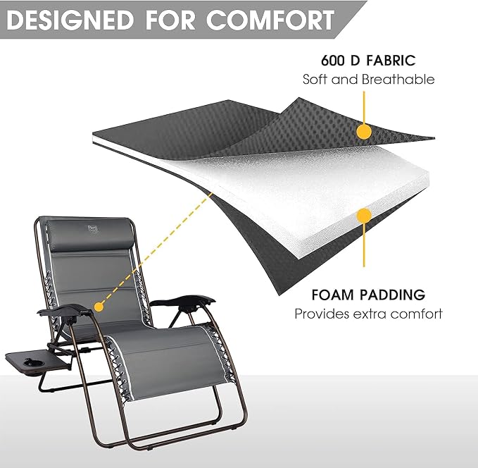 Timber Ridge Oversized Zero Gravity Chair, 33In Wide XXL Zero Gravity Reclining - Image 6