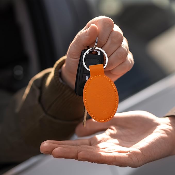 LaserGram Oval Keychain, Golf Ball, Personalized Engraving Included (Orange)
