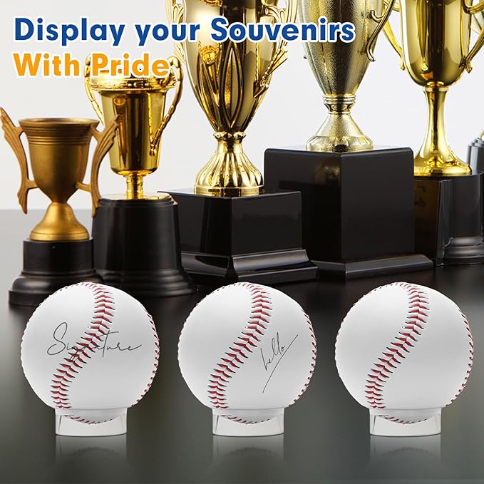 60 Pcs Baseball Holder Ring Stand 1.77 Inches Round Acrylic Stands, Small Display Stand Ring Clear Sphere Holder for Small Balls, Baseball, Golf Ball, Crystal Ball, Egg Stand, Marble, Softball