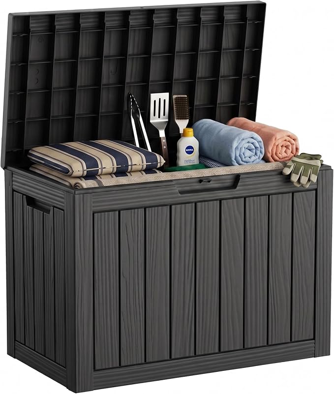 46 Gallon Waterproof Resin Outdoor Storage Box, Weatherproof Outdoor Bin by KFY