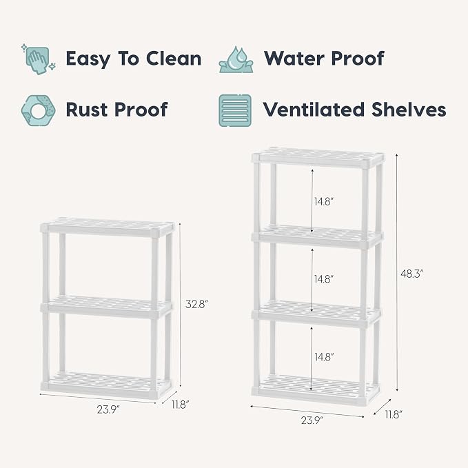 IRIS USA Plastic Storage Shelves |Made in USA| 48"H x 24"W x 12"D - Image 2