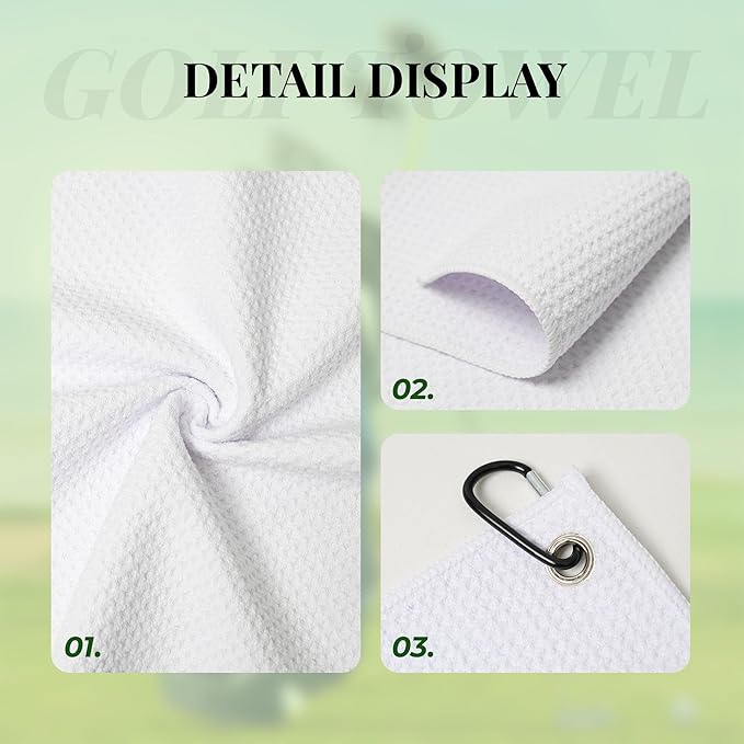 Cute Floral Golf Towel with Carabiner Clip 24"x16" Microfiber Waffle Pink Flower Ladies Golf Towels for Golf Bags Funny Golf Rag for Disc Balls Clubs Golfs Accessories for Women Men Girls