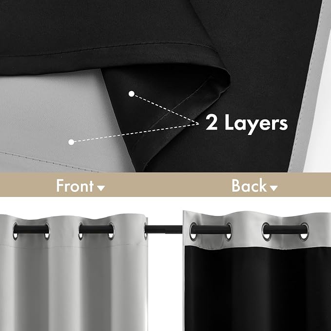 MIULEE Light Grey 40x84 Inch 100% Blackout Curtains - Image 3