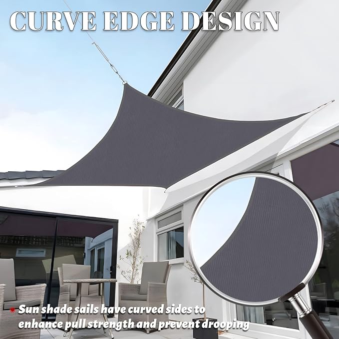 Custom Size 8' x 19' Dark GreySun Shade Sail Canopy Commercial Rectangle Sail - Image 3