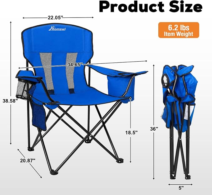 Camping Chairs for Adults 2 Pack, Folding Chair - Image 3