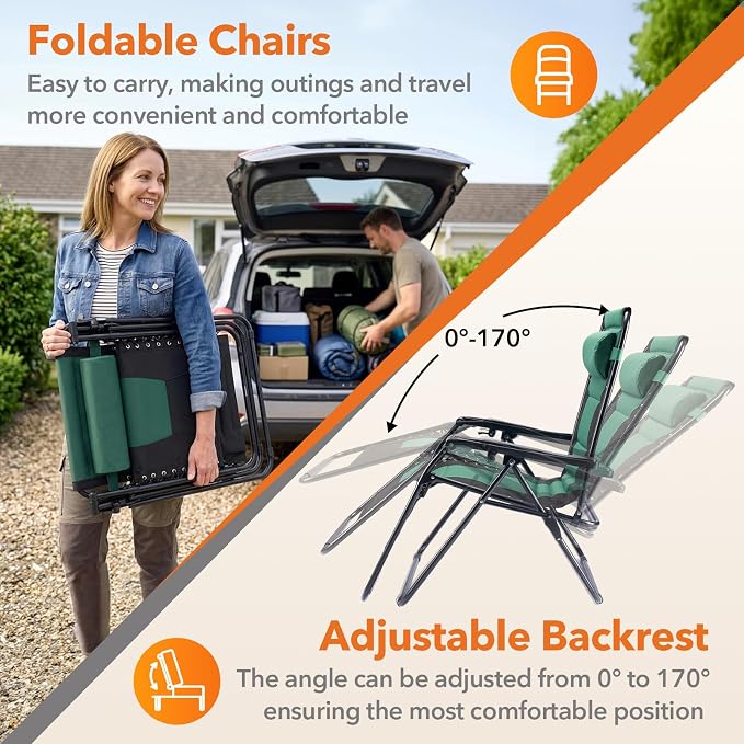 Sweetcrispy Zero Gravity Chairs, Foldable Patio Reclining Chairs - Image 4
