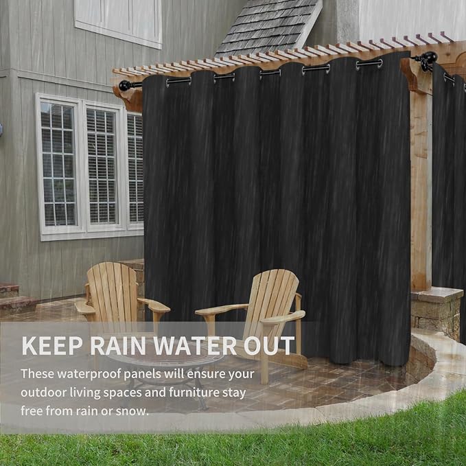 Easy-Going 100% Waterproof Outdoor Curtains 110x108 inch, Gazebo and Pergola 1 - Image 4
