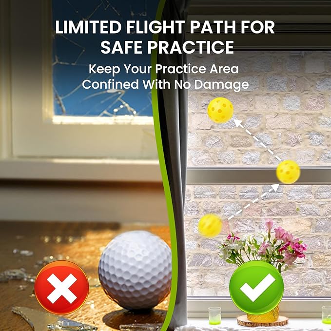 Golf Practice Balls Plastic Value 50 Pack and Golf Ball Bucket with Handle, Limited Flight Sports Training Ball, Indoor Outdoor Backyard Garden Driving Range Use