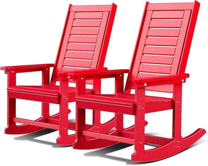 GREENVINES Oversized Outdoor Rocking Chairs Set of 2, HDPE Rocker by GreenVines