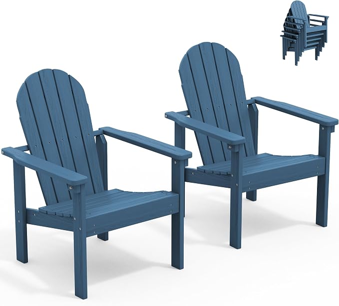 SERWALL HDPE Stackable Adirondack Chairs Set of 2, Space-Saving by SERWALL