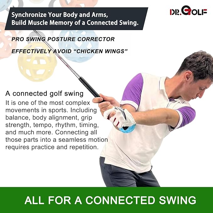 Swing Training Ball， Avoid Chicken Wing, PGA Recommend, Patented Golf Swing Training Aid