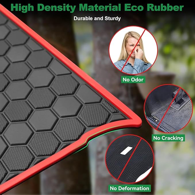 Golf Cart Floor Mat for Yamaha G29 Drive, Upgraded Non-Slip Full Coverage Liner Mats Replacement Thick Rubber, Fits Yamaha Drive (Gen1), G29, YDR, Adventurer (2007-2016)-Red Trim