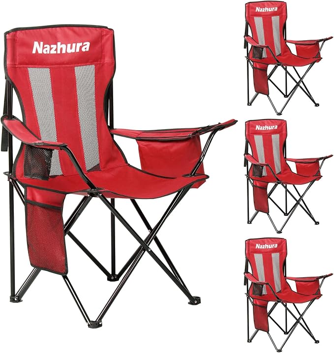 Nazhura 4 Pack Outdoor Camping Chairs Folding/Foldable/Portable by NazhuraGoodCompanionAtHome