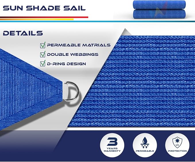 Windscreen4less 28' x 28' x 28' Sun Shade Sail Triangle Outdoor Canopy Cover UV - Image 3