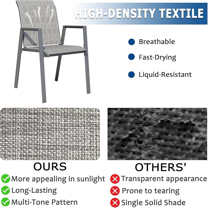 Outdoor Patio Chairs Set of 4, Lightweight Patio Set - Image 3