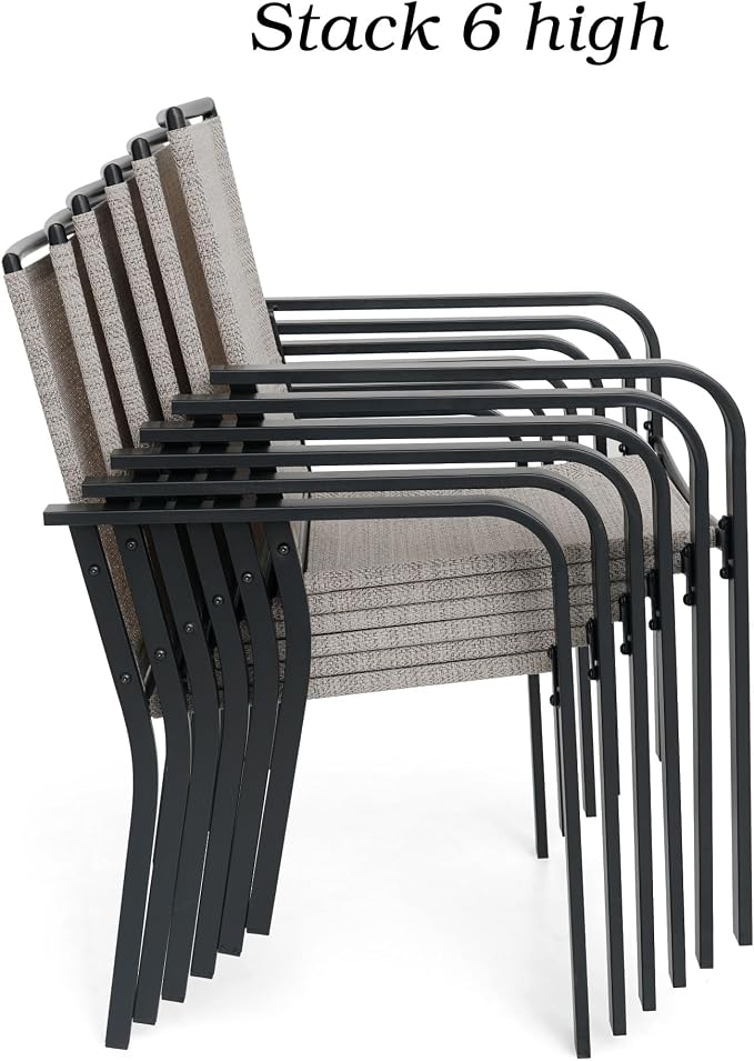Anmutig Stackable Outdoor Dining Chairs Set of 4, Textilene Fabric, Breathable - Image 6