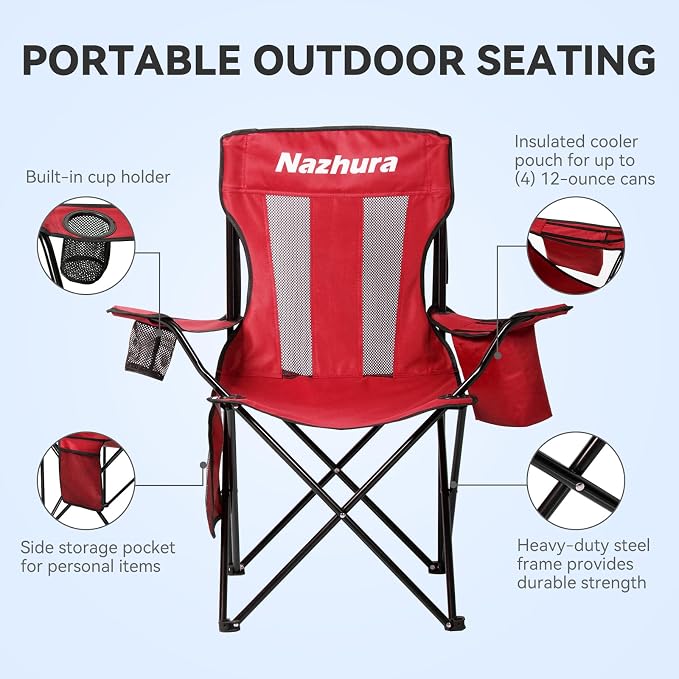 Nazhura 2 Pack Outdoor Camping Chairs Folding/Foldable/Portable - Image 4
