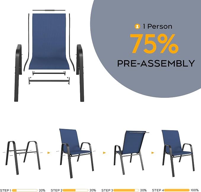 Stackable Patio Chairs Set of 8, Outdoor Chairs Set - Image 5
