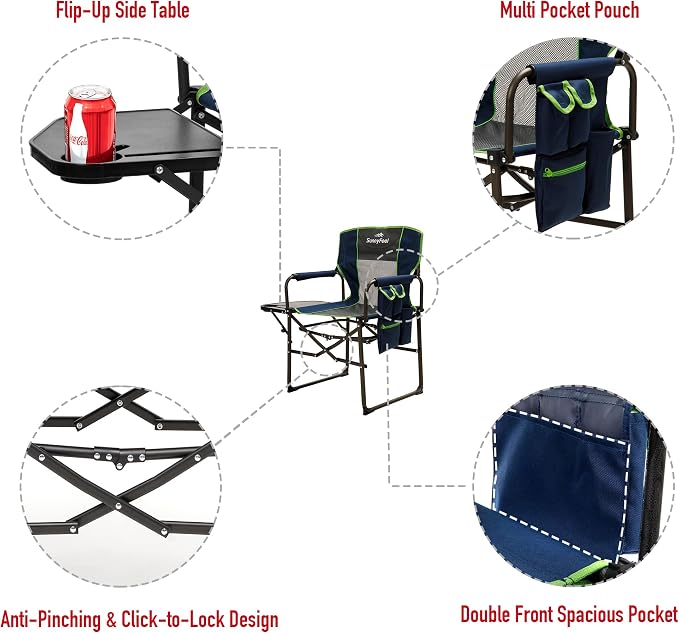 SUNNYFEEL Camping Directors Chair, Heavy Duty, Oversized Portable Folding Chair - Image 5