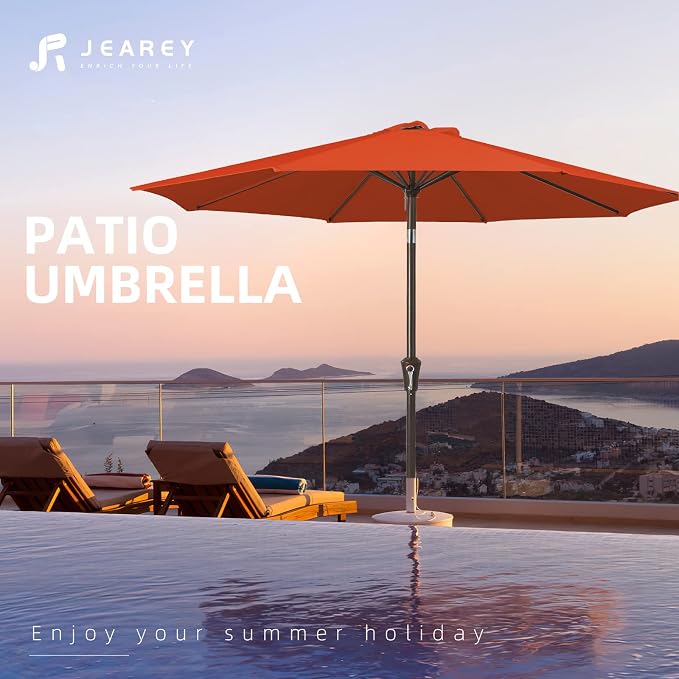 JEAREY 9FT Outdoor Patio Umbrella, Market Umbrella, Tilt & Crank UV Protection - Image 6
