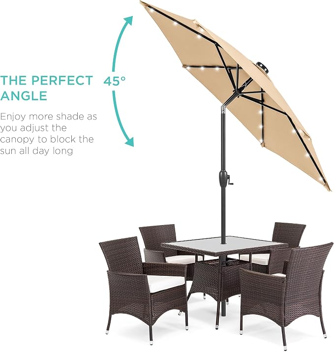 Best Choice Products 7.5ft Solar Umbrella LED Lighted Patio Umbrella, Table - Image 2