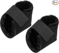 2 Pcs Heel Protectors for Pressure Sores Sheepskin Heel Pads Soft Foot Cushions Pad Protectors Adjustable Foot Pillows with Securing Strap for Bed Sore Ankle Ulcers(Black)