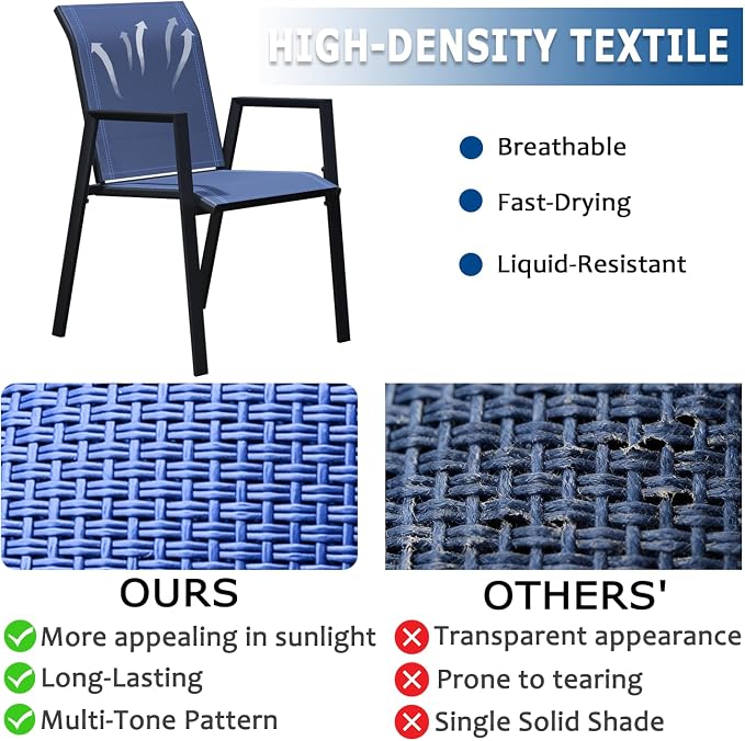 Outdoor Patio Chairs Set of 4, Lightweight Patio Set - Image 3