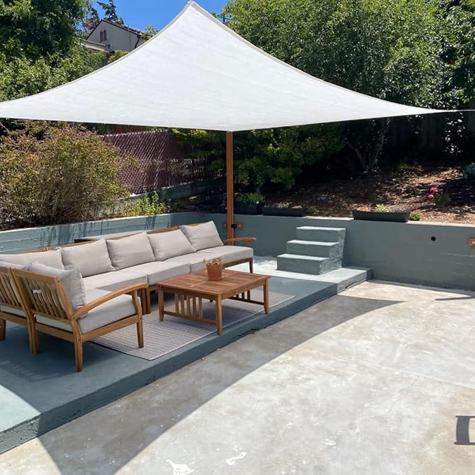 Quictent Sun Shade Sail for Patio w/Hardware Kit 185GSM 20x20ft White | Square - Image 8
