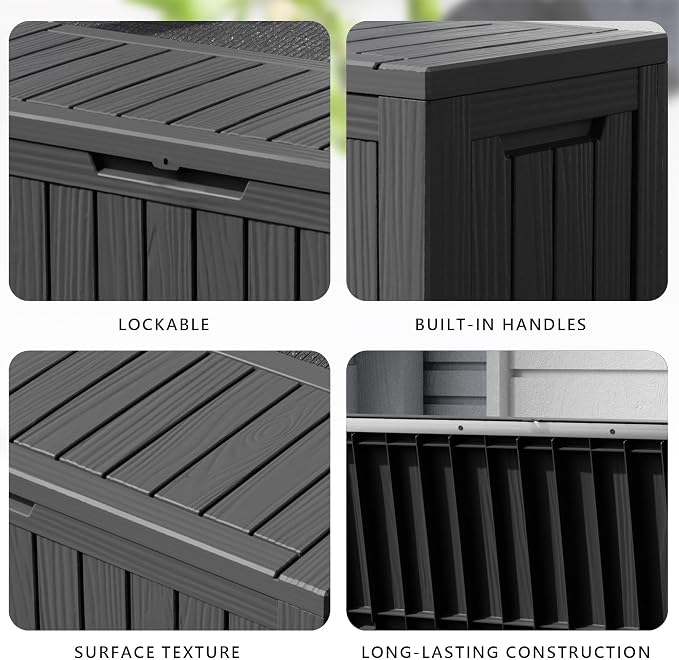 90 Gallon Waterproof Resin Deck Box, UV Resistant Outdoor Storage - Image 6