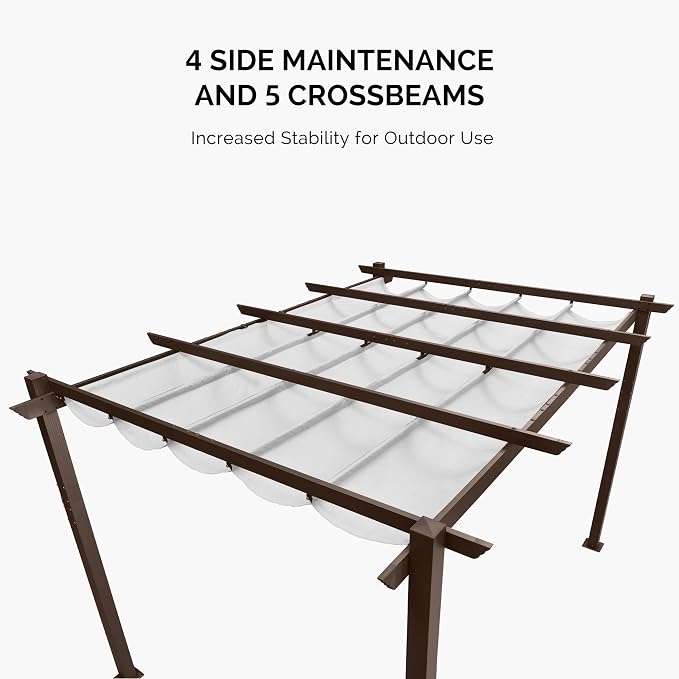 PURPLE LEAF Patio Pergola 10' x 13' Retractable Canopy Metal Frame, All-aluminum - Image 2
