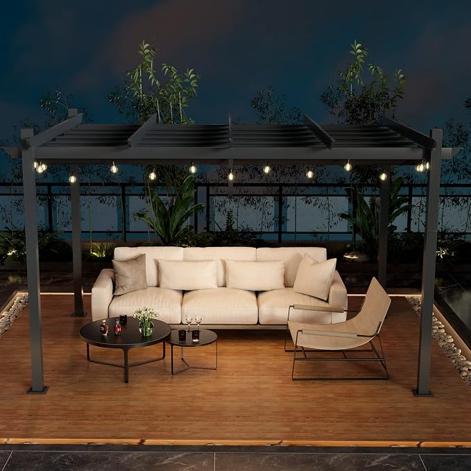 Tangkula 10x13 Ft Pergola, Heavy-Duty Aluminum Outdoor Pergola - Image 9
