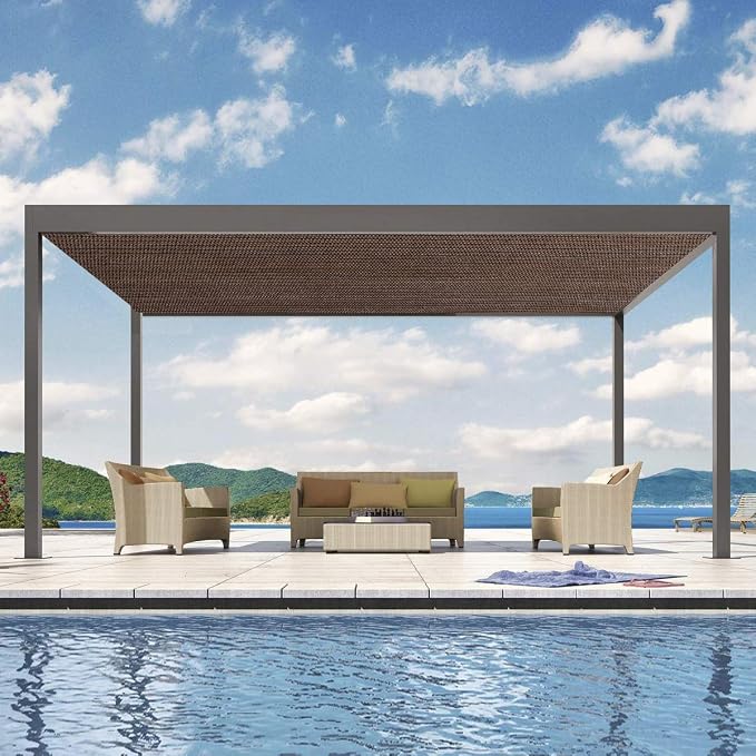 Eden's Decor Straight Flat-Edged Sun Shade Sail Rectangular 5' x 14' Brown - Image 7