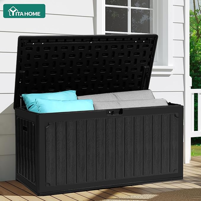 YITAHOME 90 Gallon Large Deck Box | Double-Wall Resin Outdoor Storage Boxes - Image 6