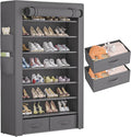 OYREL Shoe Rack Storage Cabinet 32 Pairs Organizer Shelf Tall for Shoes Large Free Standing Racks Vertical Shoe Holder Stand with Cover Two Boxes Closet