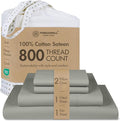 Threadmill Luxury 800 Thread Count Queen 100% Cotton Sheets - Moonrock Grey Sateen Weave Bed-Sheets, Better Than Egyptian Cotton,4 Pc Solid Soft Bed Set, Fits 16" Deep Pocket