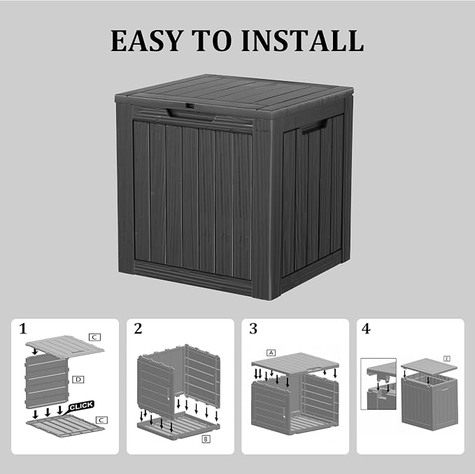 Outdoor Storage Box, 35 Gallon Waterproof Deck Box, Quick Snap-Lock Resin - Image 7