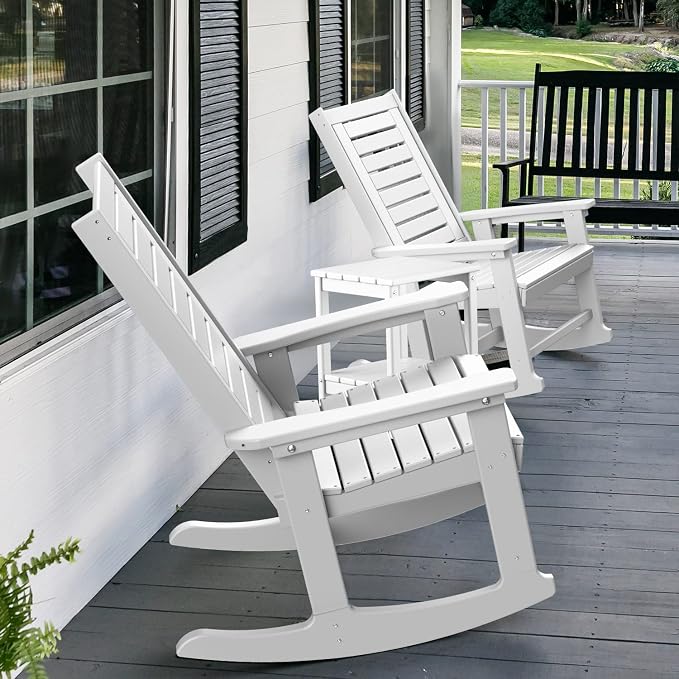 GREENVINES Oversized Outdoor Rocking Chairs Set of 4, HDPE Rocker - Image 6