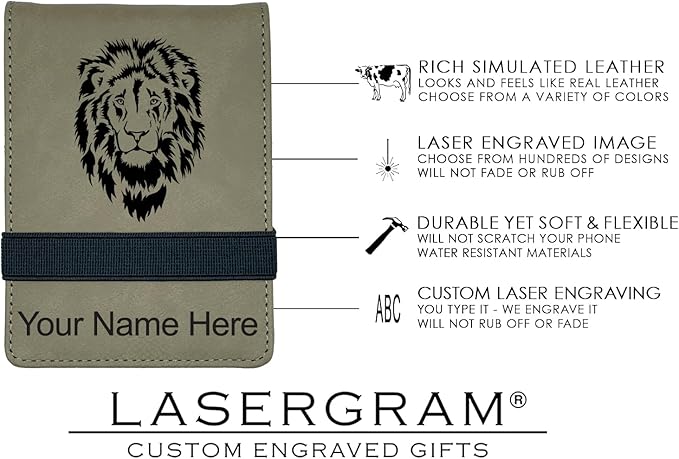 LaserGram Mini Padfolio with Notepad and Pen, Golfer Golfing, Personalized Engraving Included (Light Brown)