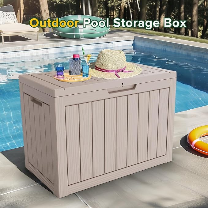 PatioZen 45 Gallon Resin Deck Box, Outdoor Lockable Storage Box - Image 2