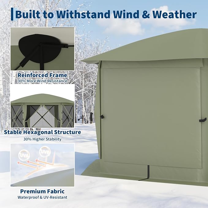 13FT Pop-Up Gazebo Tent with Mesh Netting, Removable Top & Wind Cloths | - Image 2