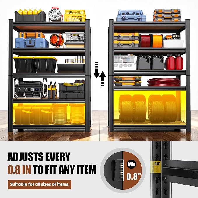 78''H Storage Shelves, Wood Garage Shelving, Adjustable Heavy Duty Shelving Unit - Image 5
