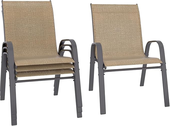 Patio Chairs Set of 4, Stackable Outdoor Dining Chairs Set by Betterhood